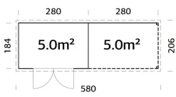 Redskapsboder|Hytter & Boder^Palmako redskapsbod m/pergola Alma 560 x 184 cm