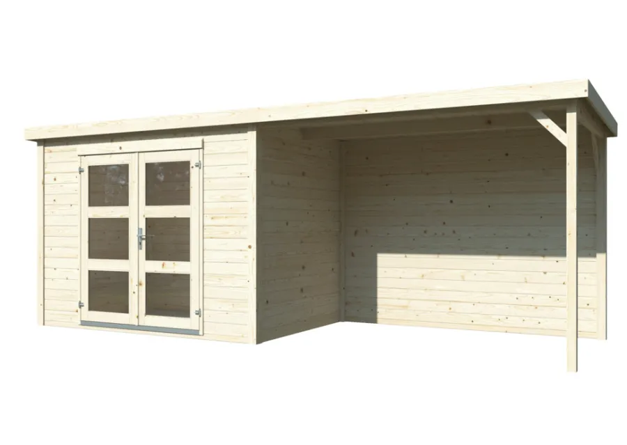Redskapsboder|Hytter & Boder^Palmako redskapsbod m/pergola Alma 560 x 184 cm