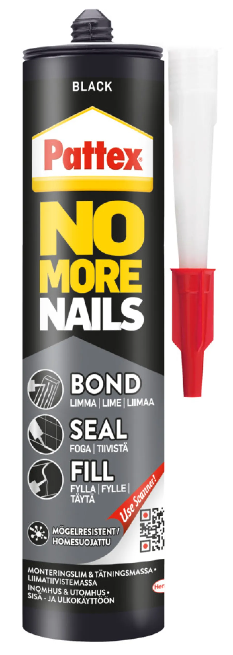 Monteringslim^Pattex No More Nails Bond-Seal-Fill 280 ml Svart