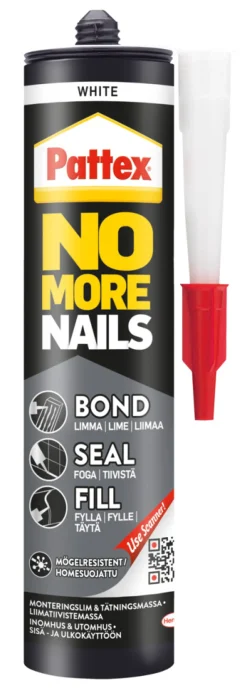 Monteringslim^Pattex No More Nails Bond-Seal-Fill 280 ml Hvit