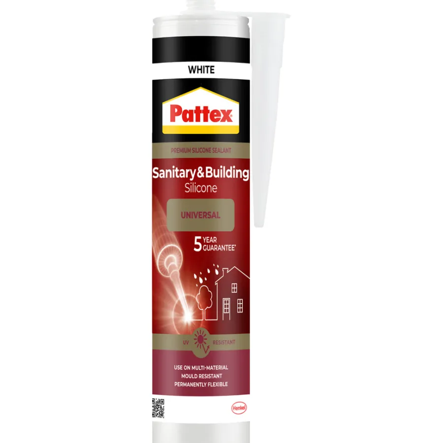 Silikon^Pattex sanitær- og byggsilikon hvit 280 ml