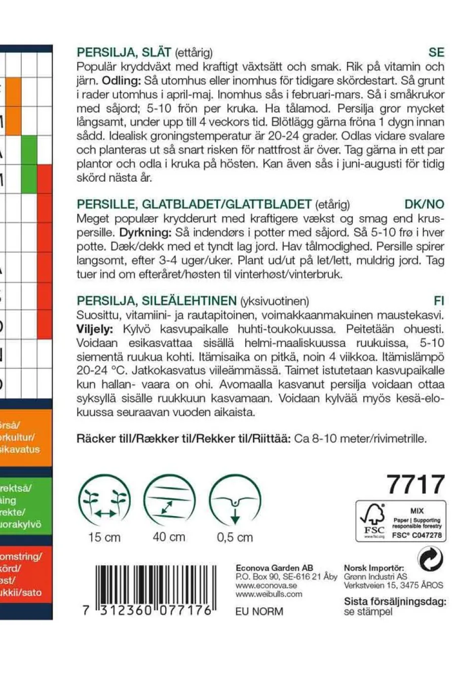 Frø^Weibulls Persille, glattbladet "Gigante D'Italia"