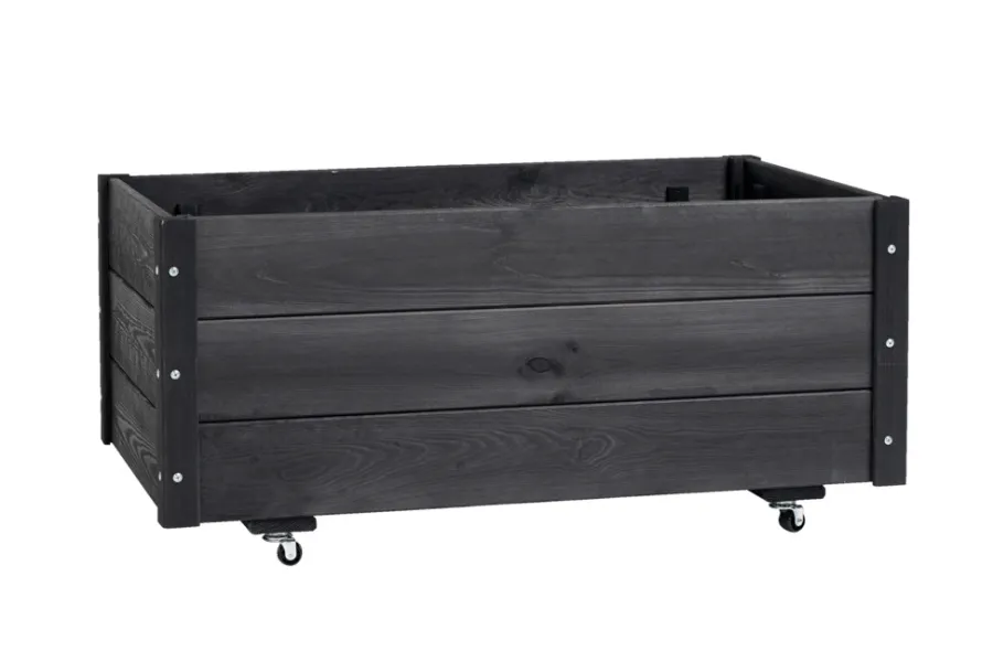Plantebord & Høybed|Drivhustilbehør^ Plantekasse på hjul svart 94 x 54 x 45 cm