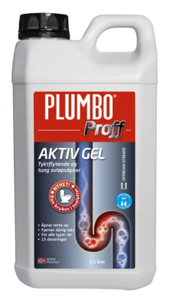 Rengjøringsmidler^Plumbo avløpsåpner proff aktiv gel 2,5 liter