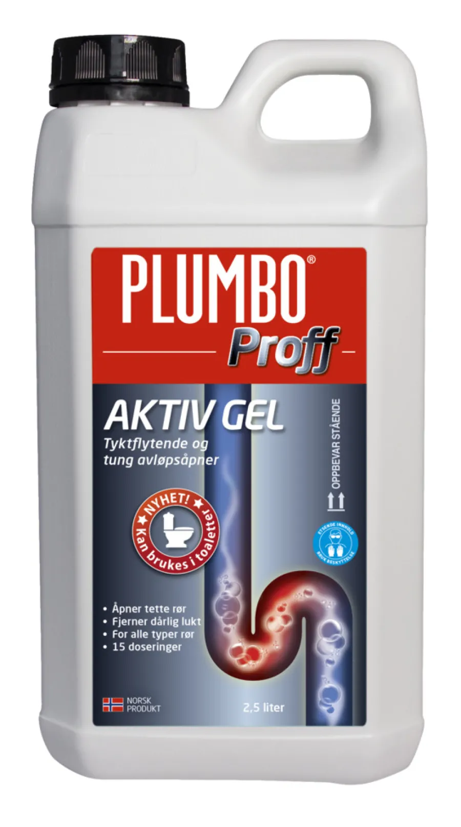 Rengjøringsmidler^Plumbo avløpsåpner proff aktiv gel 2,5 liter