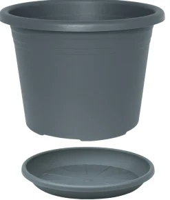 Krukker^ Potte Cylindro plast Ø12 cm Grå