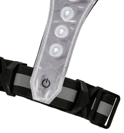 Sykkeltilbehør|Verneutstyr^Bikezone Refleksvest med LED svart/grå - Svart med grå refleksstriper
