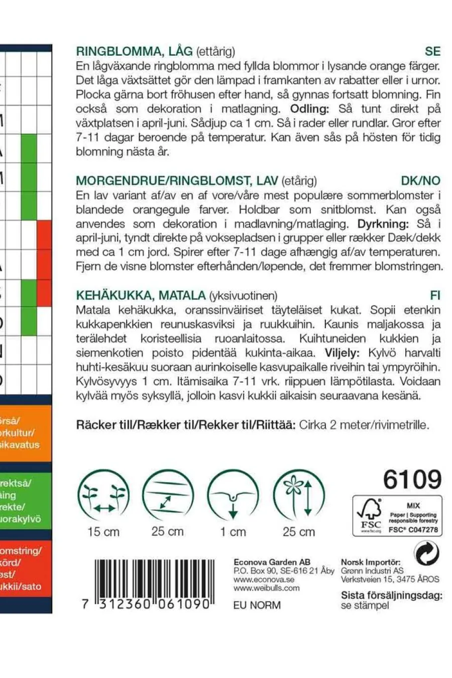 Frø^Weibulls Ringblomst lav 'Fiesta Gitana' Oransjegul