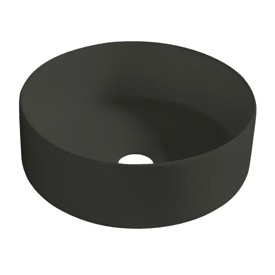 Servanter^ Rund servant i porselen frittstående/toppmontert Ø36 cm Svart