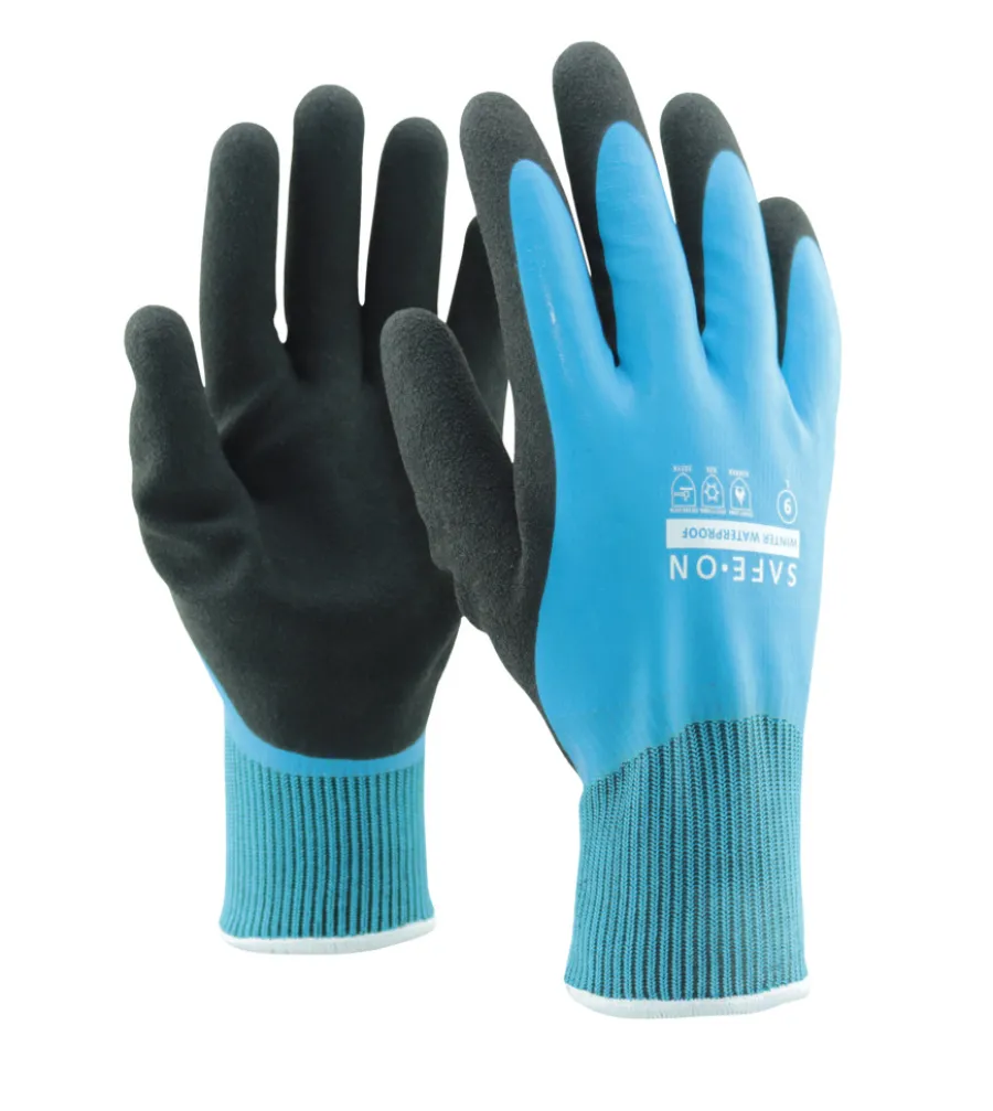 Arbeidshansker^Safe-On vinter arbeidshansker vanntette str. 9 Blå/svart