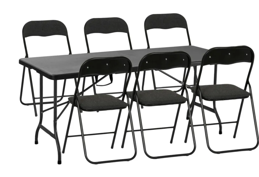Telt & Campingmøbler|Hagebord^ Sammenleggbart bord metall/plast 180 x 75 cm Svart