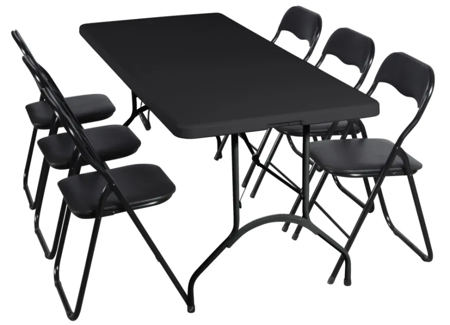 Telt & Campingmøbler|Hagebord^ Sammenleggbart bord metall/plast 180 x 75 cm Svart