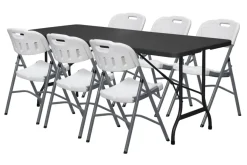 Telt & Campingmøbler|Hagebord^ Sammenleggbart bord metall/plast 180 x 75 cm Svart