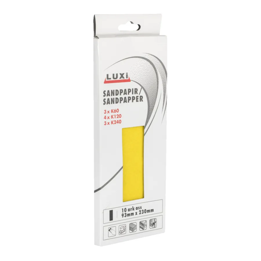 Sandpapir^Luxi Sandpapir i ark ass. - 93 x 230 mm - 10-pk