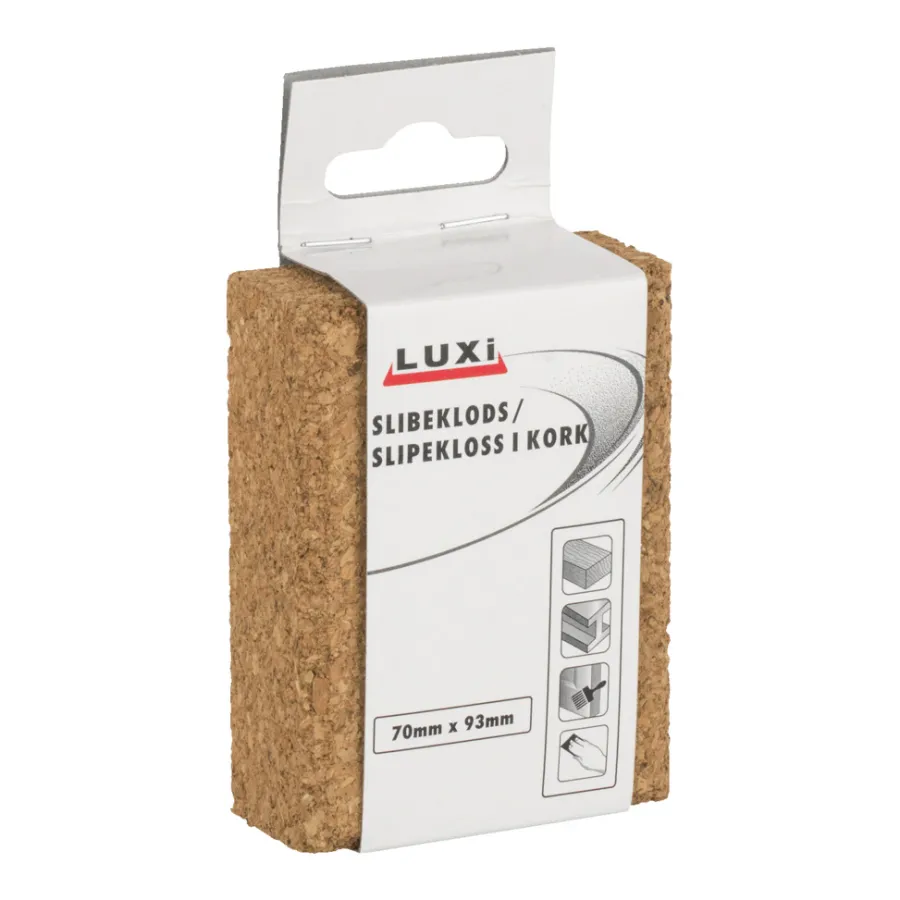 Sandpapir^Luxi Slipekloss i kork - 93 x 70 x 30 mm