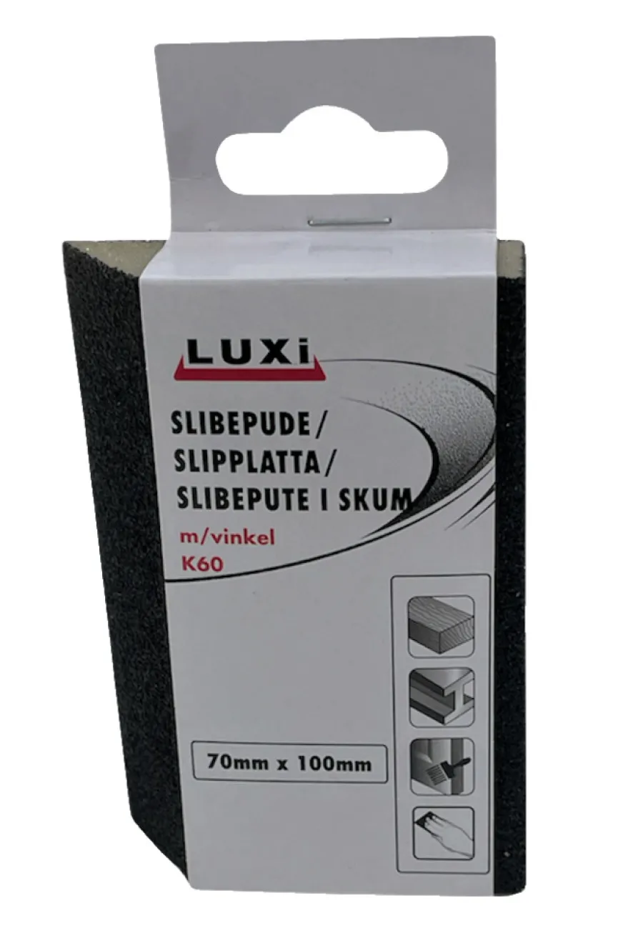 Sandpapir^Luxi Slipesvamp m/vinkel korn 60, 70 x 100 mm -