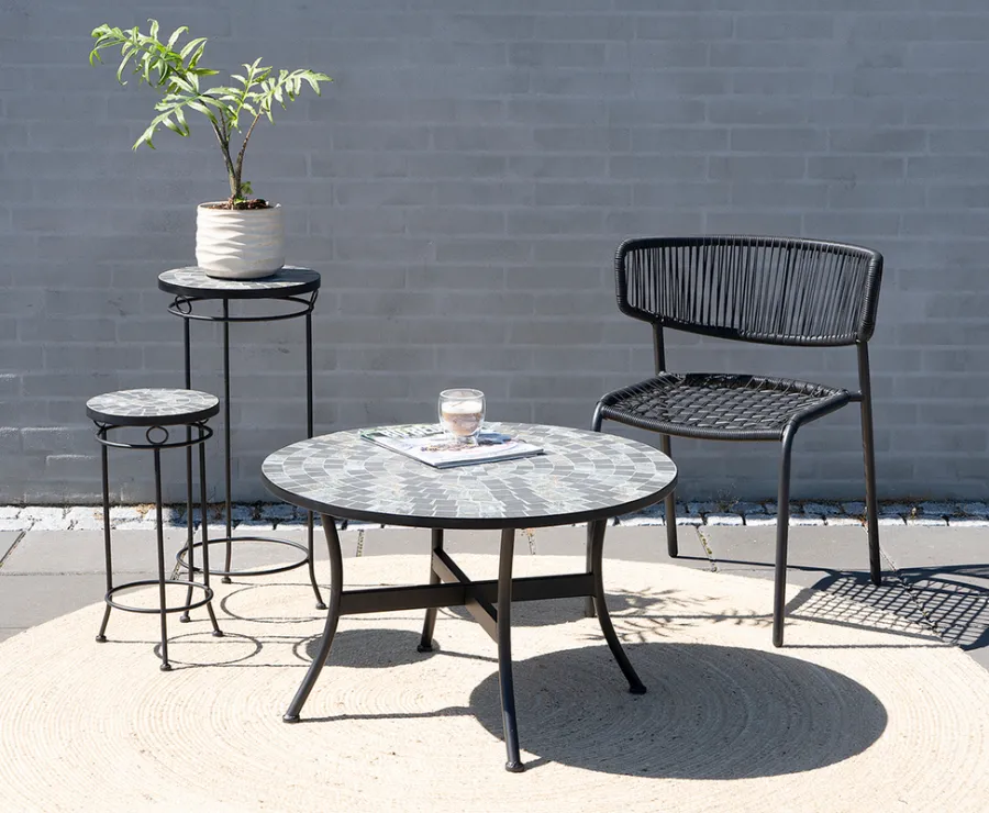 Hagebord|Loungemøbler^Sunlife Sofa/loungebord Rom mosaikk Ø76 cm - ® Multi/svart