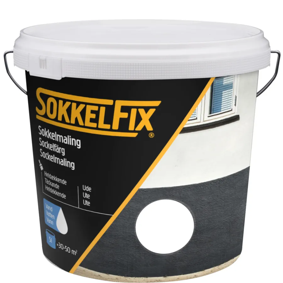 Tak-, Mur- & Sokkelmaling^SokkelFix Sokkelmaling vannbasert 5 liter - Hvit