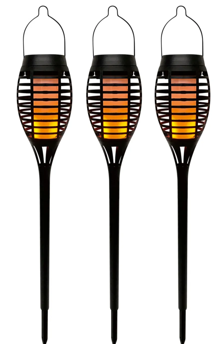 Lys & Hagedekorasjoner|Solcellelamper^Garden Solar 3-i-1 flammefakler LED 50 cm 3-pk. - ® Svart