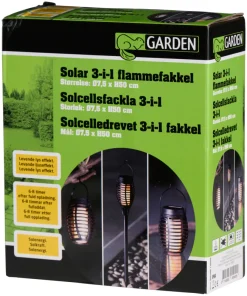 Lys & Hagedekorasjoner|Solcellelamper^Garden Solar 3-i-1 flammefakler LED 50 cm 3-pk. - ® Svart