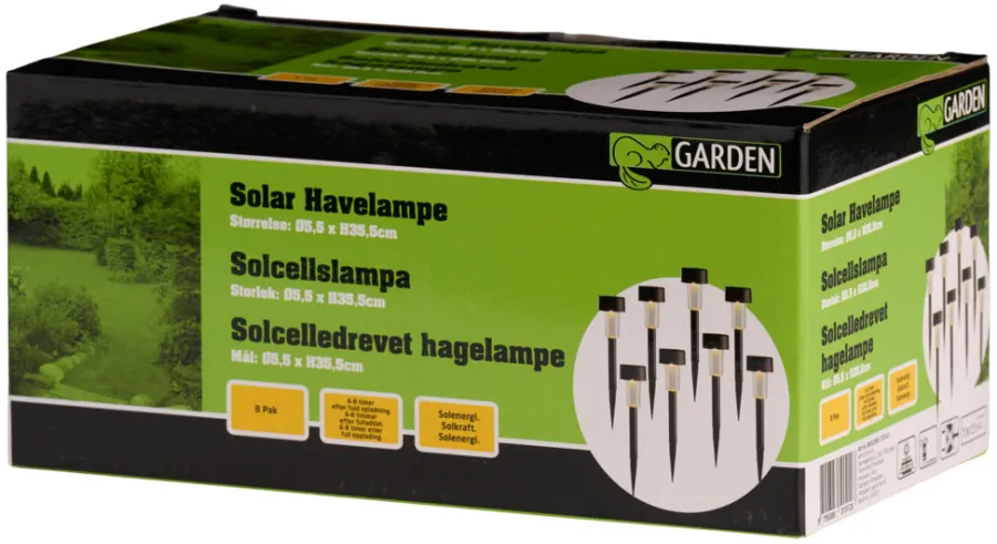 Lys & Hagedekorasjoner|Solcellelamper^Garden Solcellelamper til hagen H35,5 cm 8-pk. - ® Svart