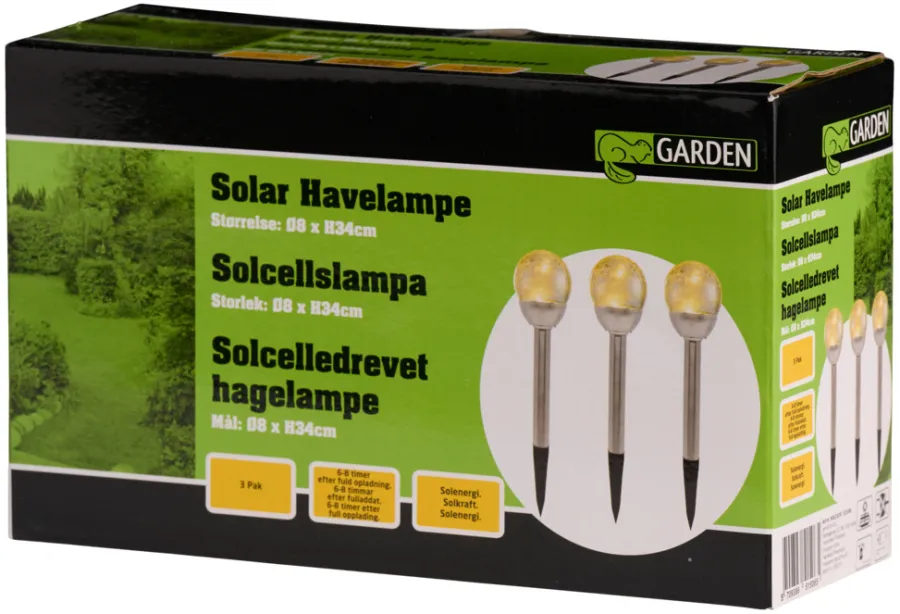 Lys & Hagedekorasjoner|Solcellelamper^Garden Solcellelamper Ø8 x H34 cm 3-pk. - ® Sølv
