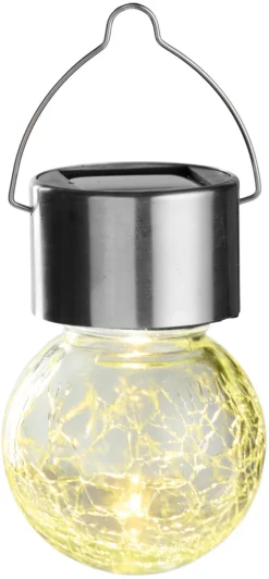 Lys & Hagedekorasjoner|Solcellelamper^Garden Solcellepære glass/metall Ø6 cm 3-pk. - ® Sølv