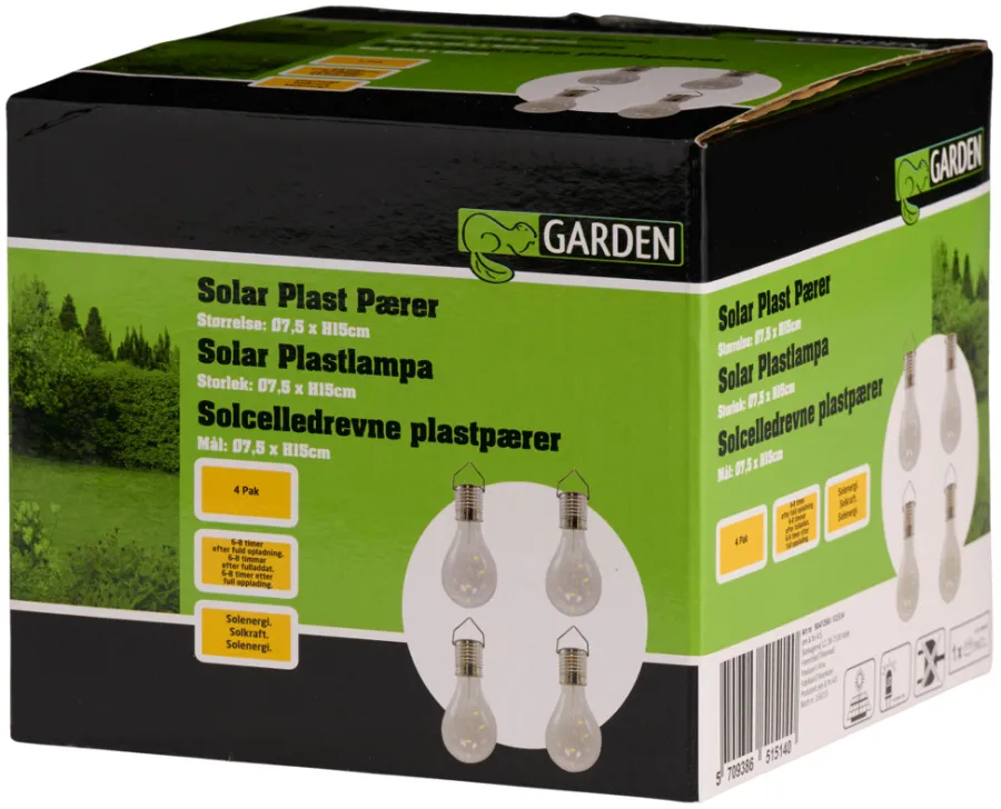 Lys & Hagedekorasjoner|Solcellelamper^Garden Solcellepærer plast Ø7,5 cm 4-pk. - ® Sølv