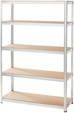 Arbeidsbord & Reoler^ Stålreol 5 hyller - 200 kg pr. hylle