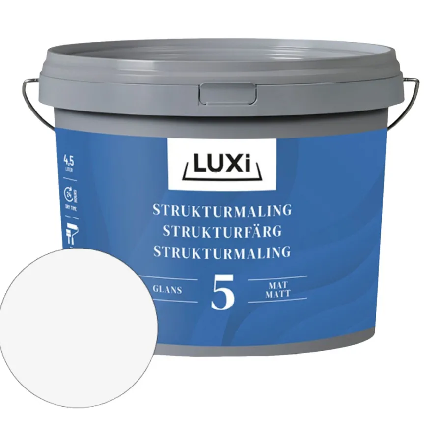 Veggmaling^Luxi Strukturmaling 5 4,5 liter - Hvit