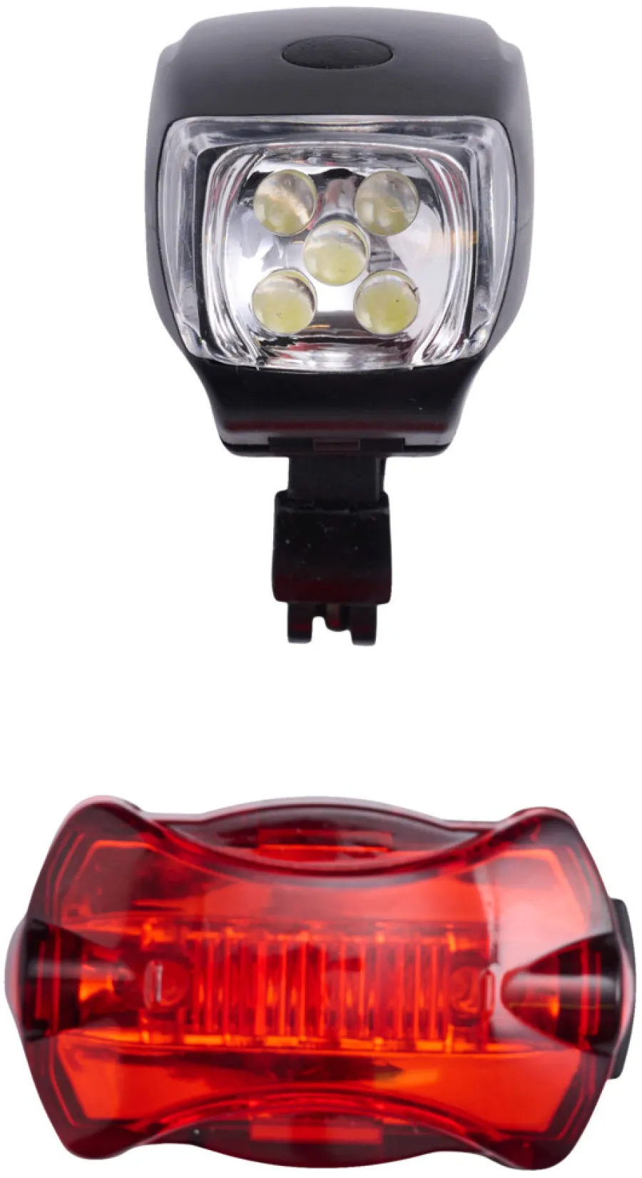 Sykkellykter^Bikezone Sykkellyktsett med 5 LED - Svart med gummibelegg