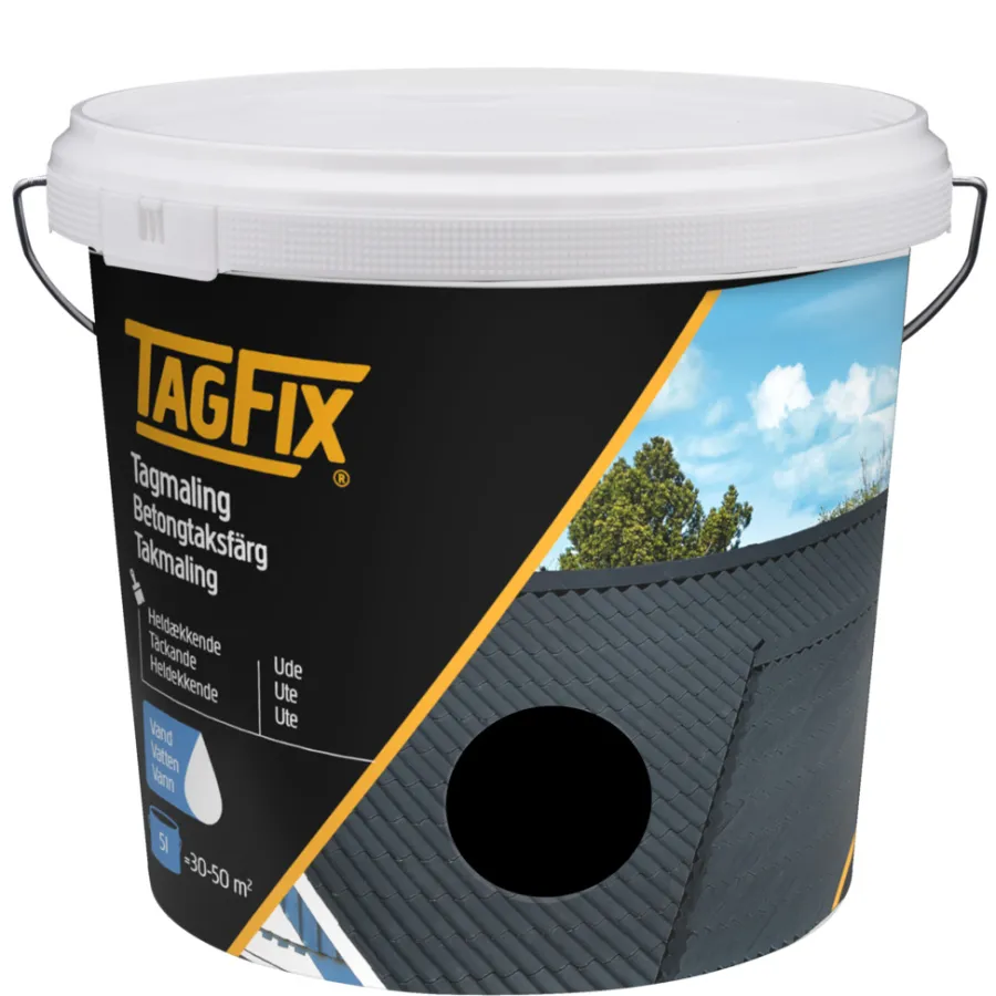Tak-, Mur- & Sokkelmaling^Tagfix Takmaling vannbasert 5 liter - svart