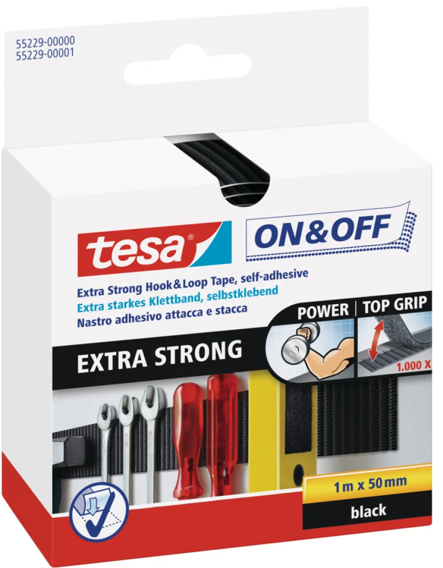 Boliginnredning|Tape^Tesa ® On & Off Borrelås Ekstra Sterk 1 meter