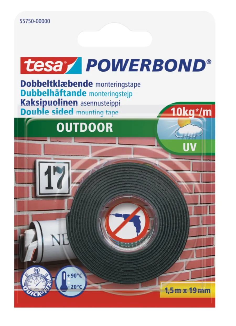 Tape^Tesa Powerbond Outdoor monteringstape 19 mm x 1,5 meter