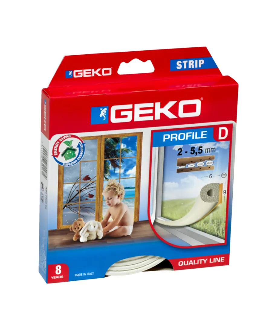 Tetningslister^ Tetningslist D-profil - 9 x 6 mm - 6 meter Hvit