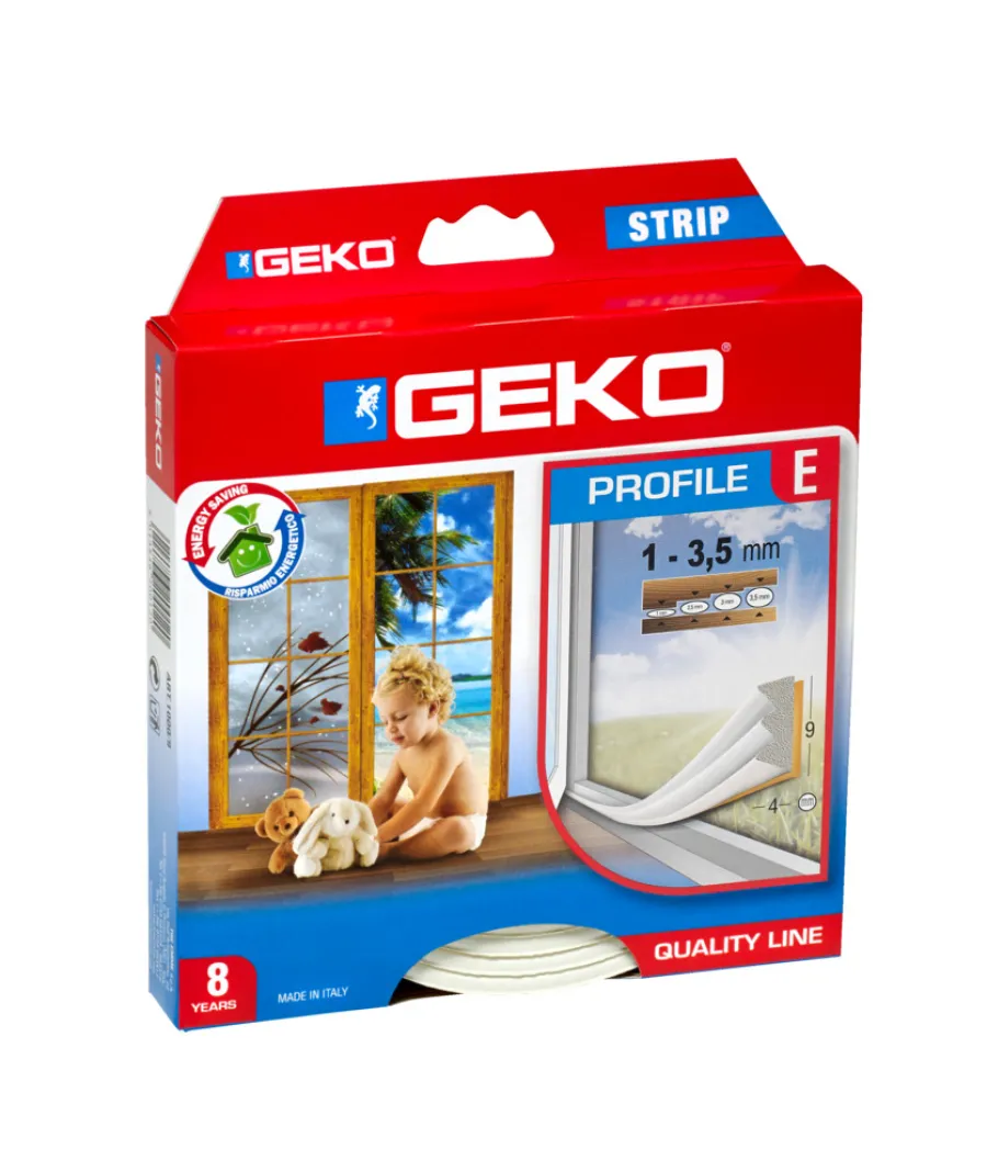 Tetningslister^ Tetningslist E-profil - 9 x 4 mm - 6 meter Hvit