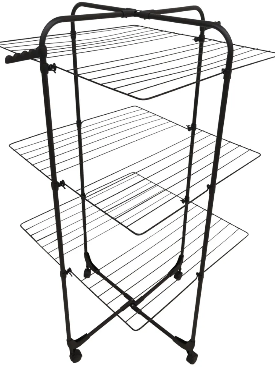 Tørkestativer^ Tørkestativ m/hjul 70 x 70 x 133 cm Svart
