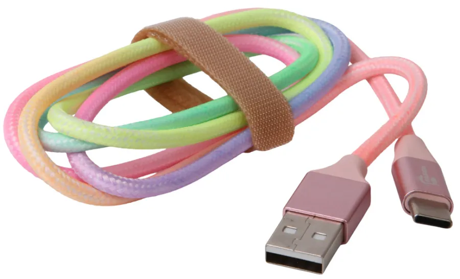 Kabler & Adaptere^PhoneFood USB-A til USB-C kabel regnbuefarget - 1 meter