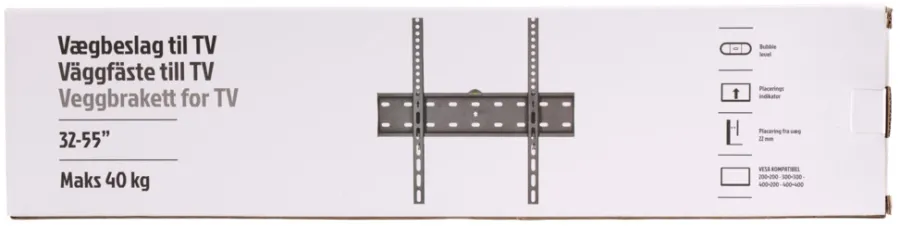 Veggfeste Til Tv^ Veggfeste til TV slim 32-55" Svart