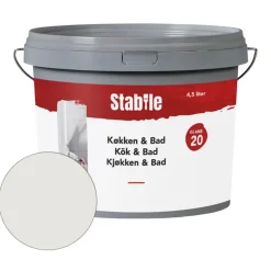 Veggmaling^Stabile Veggmaling kjøkken/bad motehvit 5 liter Motehvit (NCS-kode s1002-y20r)