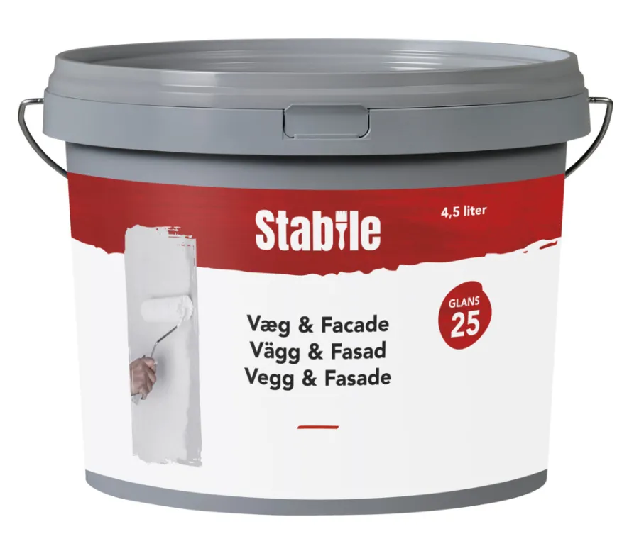 Veggmaling^Stabile Vegg- og fasademaling 25 4,5 liter – Hvit