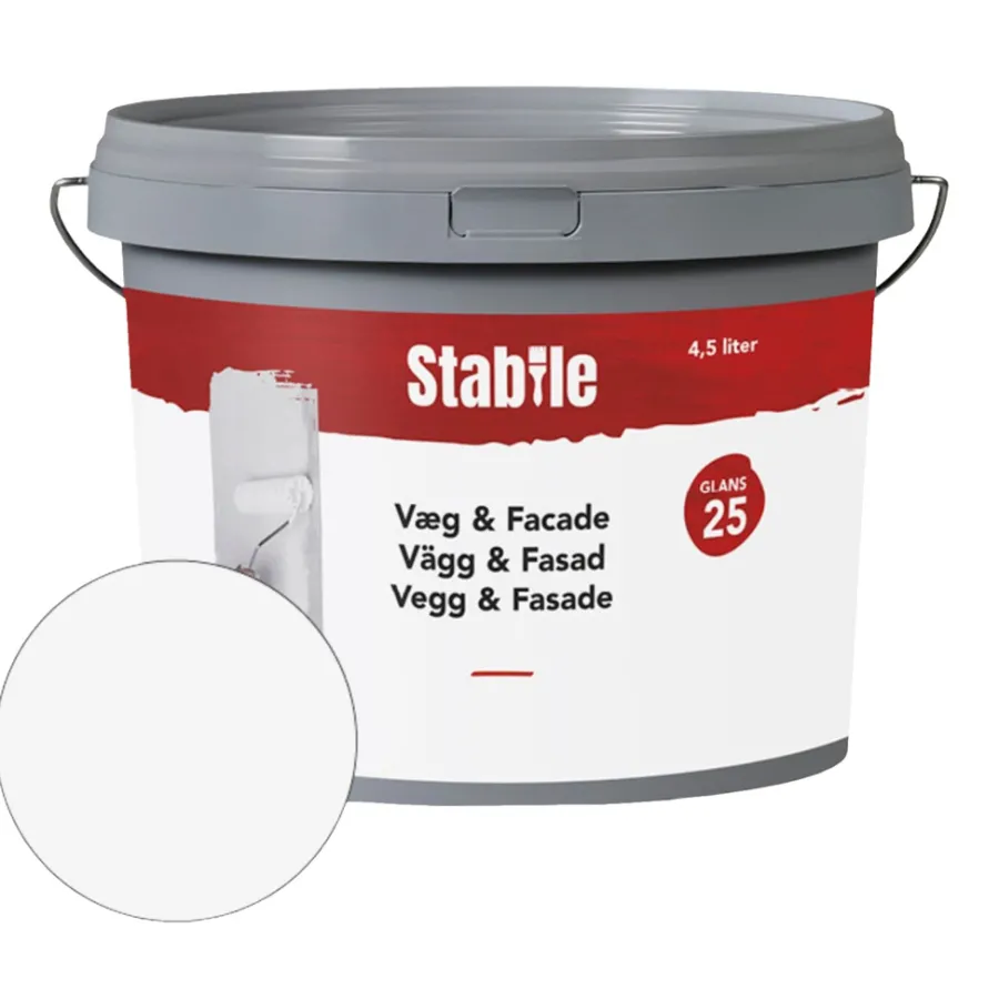 Veggmaling^Stabile Vegg- og fasademaling 25 4,5 liter – Hvit