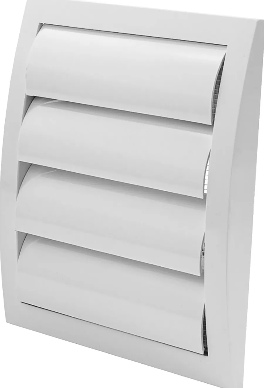 Ventilasjon^ Ventilasjonsrist med vindstopp 19 x 19 cm - hvit