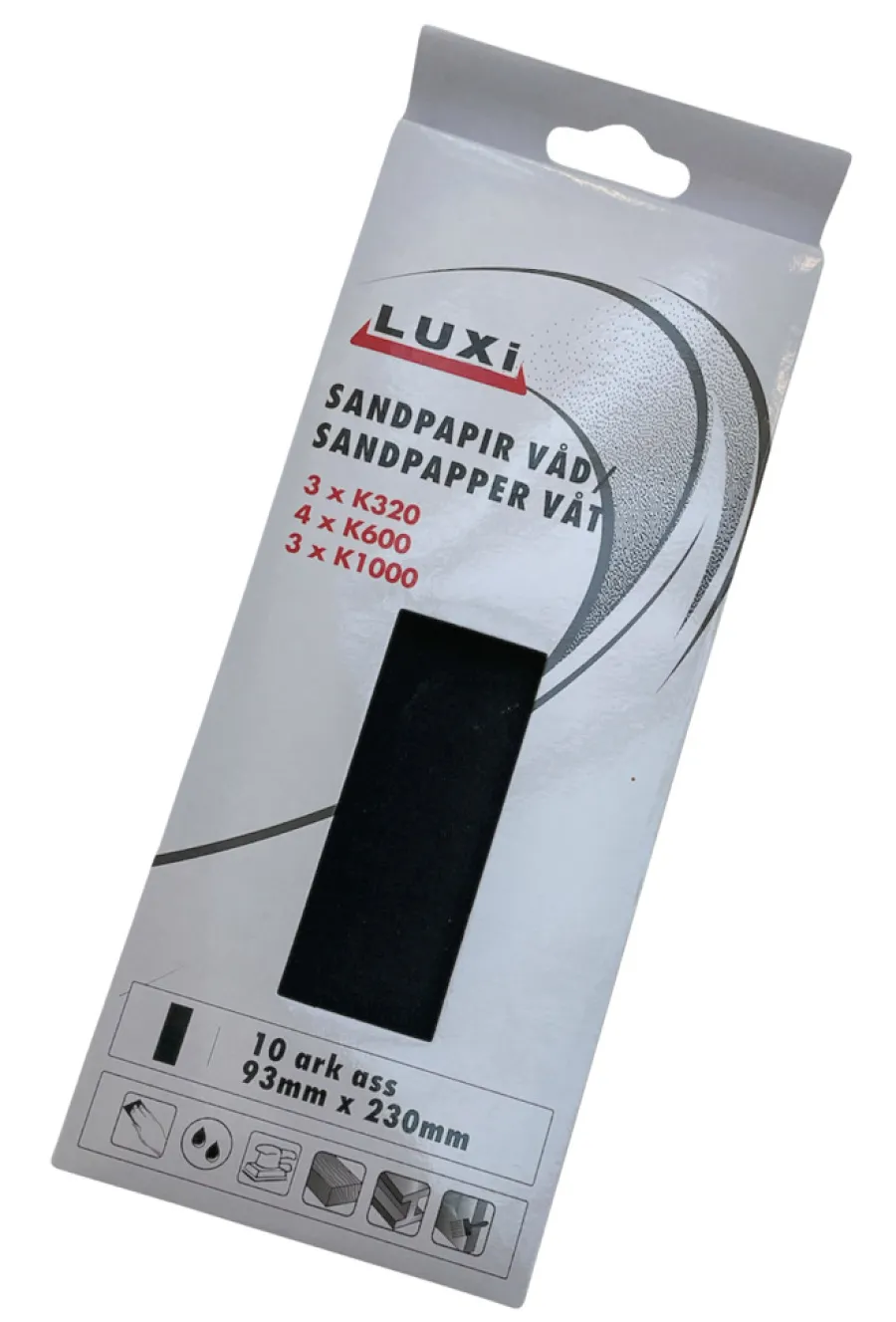 Sandpapir^Luxi Våtslipepapir 10 stk. ass. i korn 320/600/1000 -