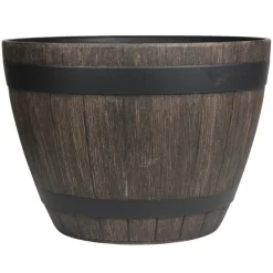 Krukker|Plantebord & Høybed^Scan-Pot Whiskytønne i trelook Ø45 x H32 cm