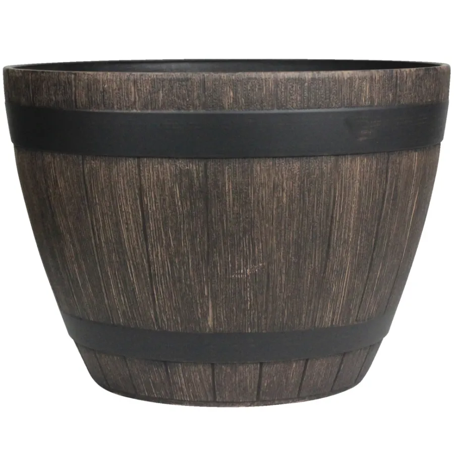 Krukker|Plantebord & Høybed^Scan-Pot Whiskytønne i trelook Ø45 x H32 cm