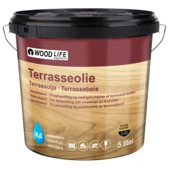 Treolje^Woodlife terrasseolje 5 liter Gyllen